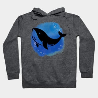 watercolor with whale silhouette Hoodie